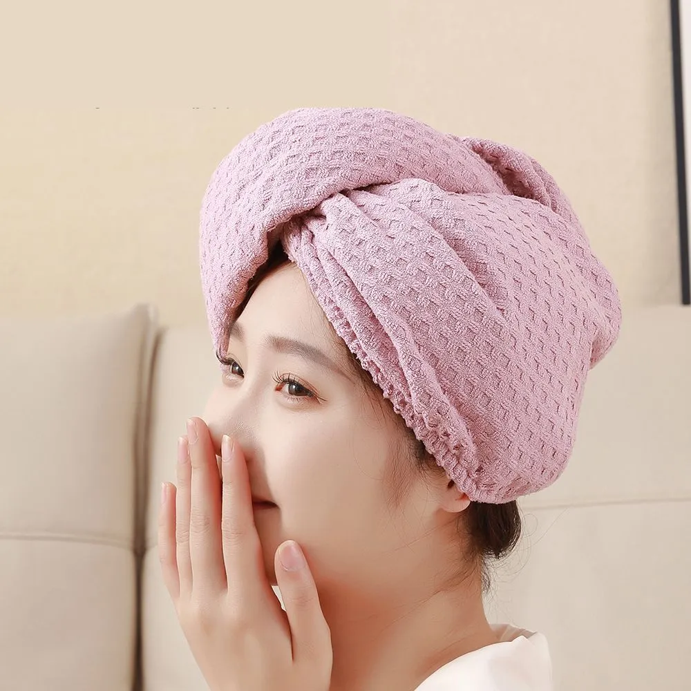 Premium Waffle Weave Quick-Dry Hair Towel Wrap for Women – Extra Thick Super Absorbent Bath Turban, Luxury Fast-Drying Dressing Gown Cap, Soft Fluffy Head Wrap for Shower and Skincare